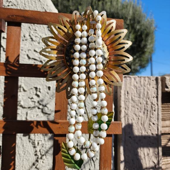 Vtg Jonne Necklace House of Schrager 1950s Milk Glass Givre AB Faceted Retro Mod - Picture 14 of 15